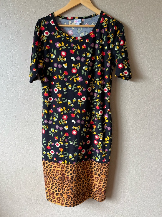 LuLaRoe Dresses & Skirts - LulaRoe Julia Dress Size Large Mixed Pattern Floral Leopard Print